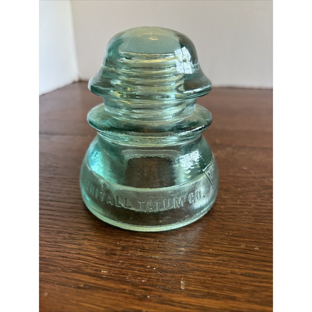 Whitall Tatum Co. (WT in‎ Triangle) No 1 Glass Insulator 14 Greenish Blue